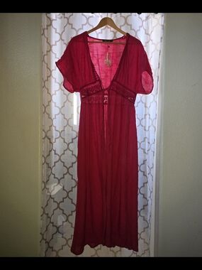 Fancyinn Fuschia/Red Sheer Cover-Up